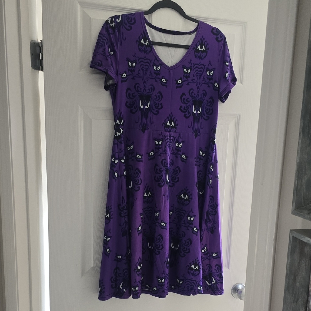 Purple Cat Print Dress